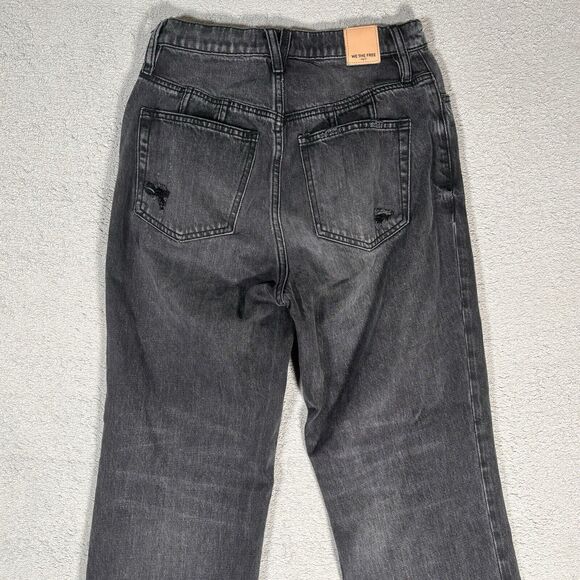 We The Free Crvy Jeans Women’s Size 28 High Rise Straight Leg Distressed Black - Picture 9 of 12